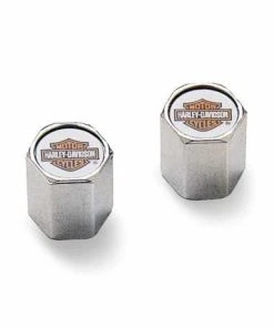 Harley Davidson Ventilkappen Bar & Shield Orange & Chrom