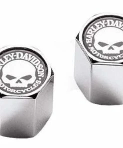 Harley Davidson Ventilkappen Skull Schwarz / Weiss & Chrom