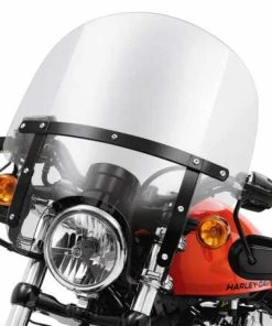 Harley Davidson Abnehmbare Kompakt-Windschutzscheibe 15" Leicht Getönt & Schwarze Streben